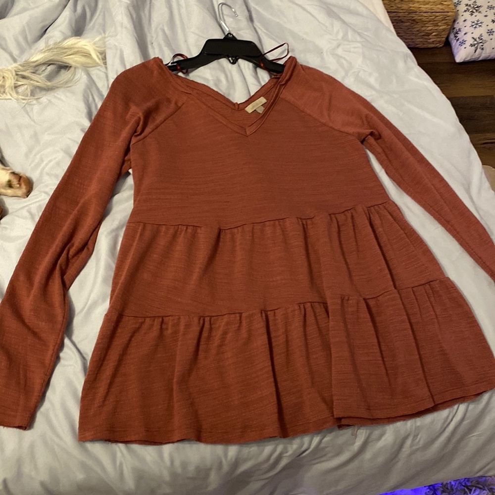 burgundy baby doll long sleeve tshirt